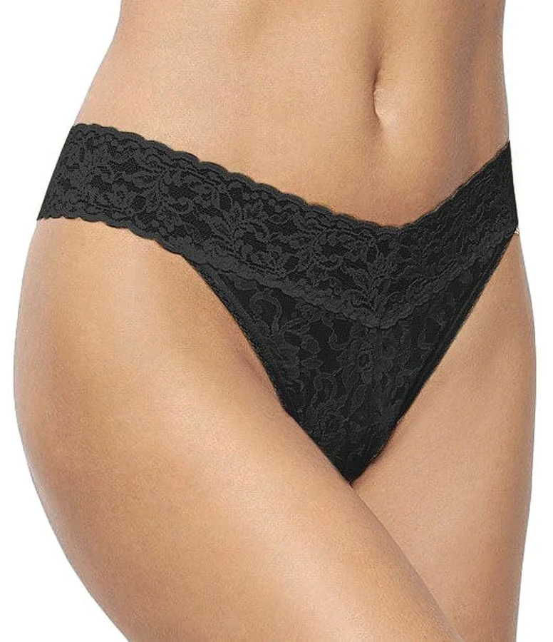 Hanky Panky Signature Lace original-rise thong, three-pack, worn