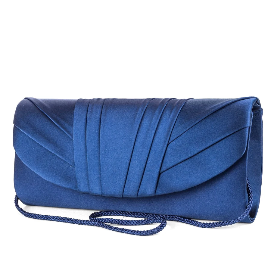 Jessica McClintock Angel satin tuxedo flap clutch, navy
