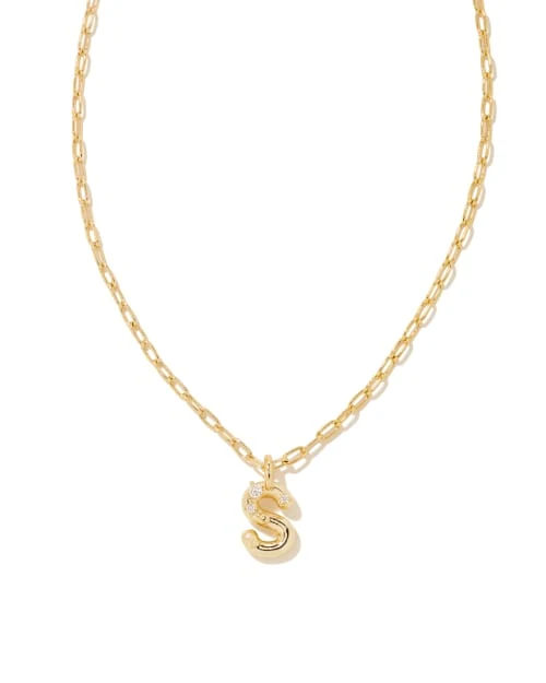 Kendra Scott Crystal Letter short pendant necklace, gold