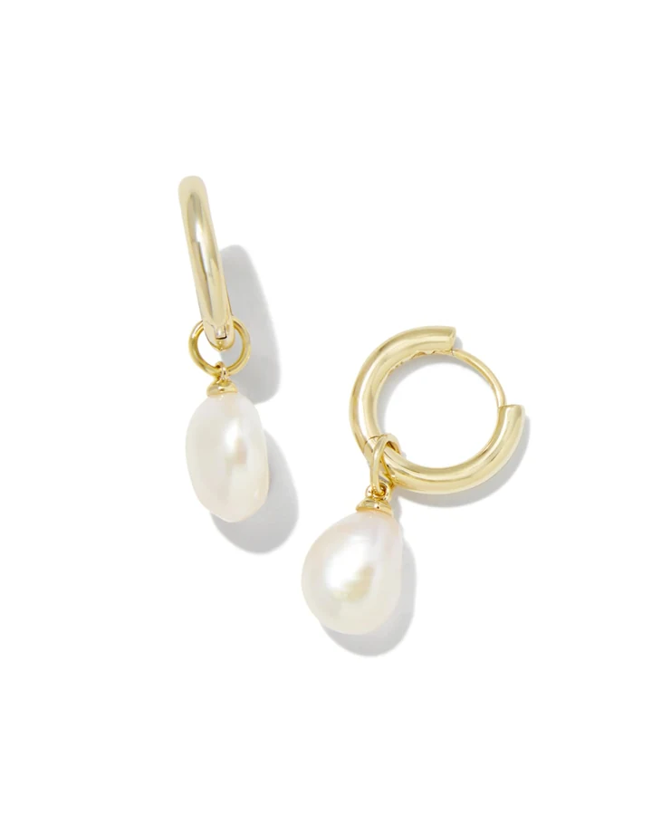 Kendra Scott Willa convertible pearl huggie earrings, gold