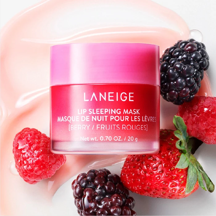 Laneige Lip Sleeping Mask in Berry, worn